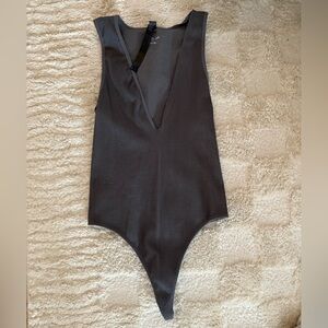Urban Outfitters Charcoal Ribbed Bodysuit